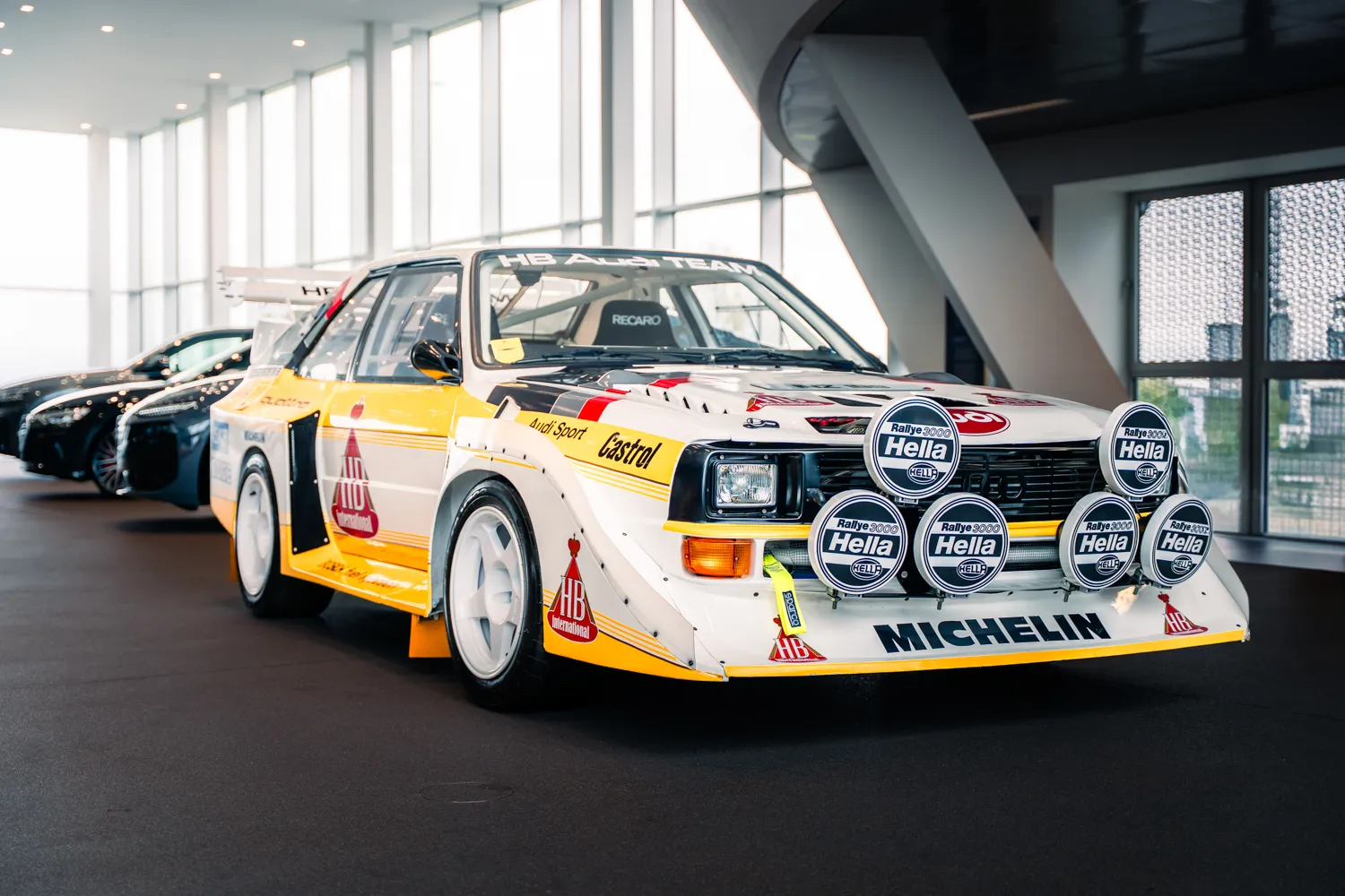 Closeup of classic Audi car